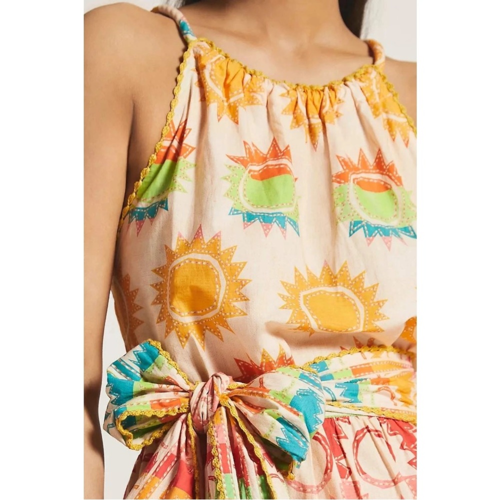 Farm Rio Rainbow Sunset Halter Neck Maxi Dress Tropical Hawaii Vibrant Print XL - Picture 3 of 16